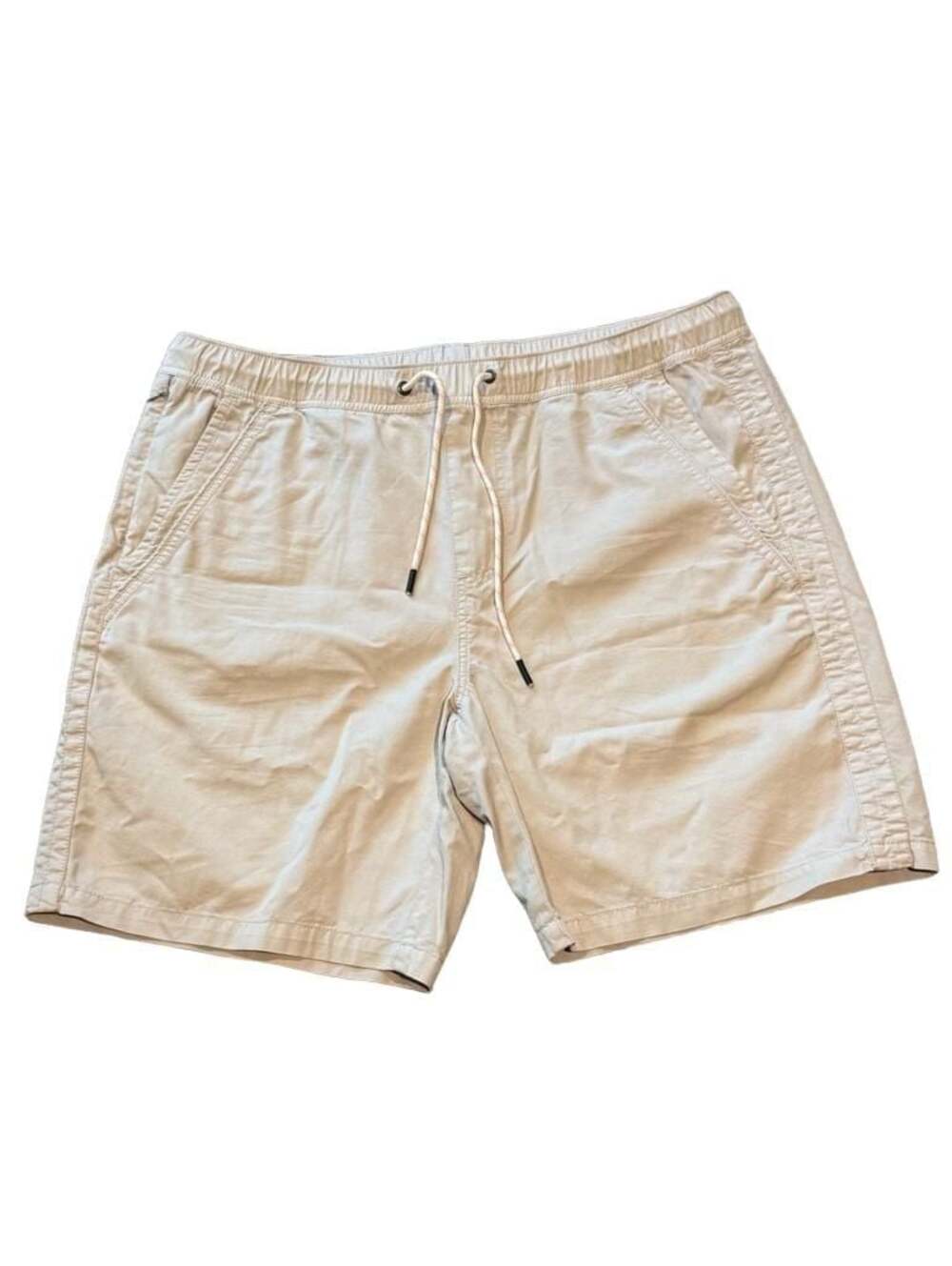 Union Beige Drawstring Shorts Men's L Stretch Pull On Casual Preppy